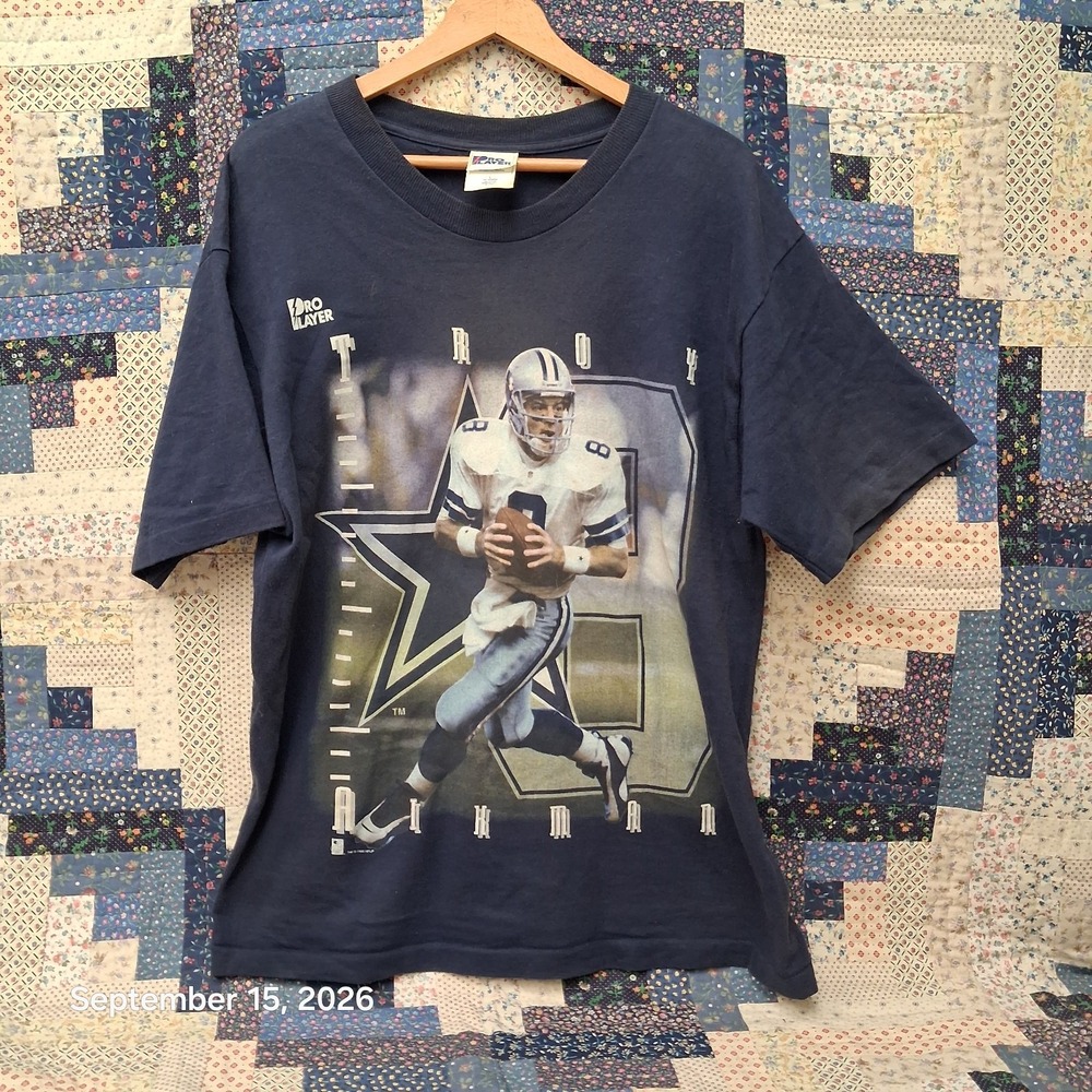 90s Vintage Troy Aikman Dallas Cowboys Shirt Mens Large Pro Player NFL USA 1995